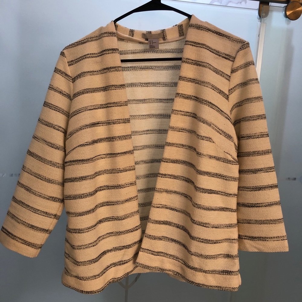 H&M 3/4-Sleeve Cream/Gray Blazer NWOT
